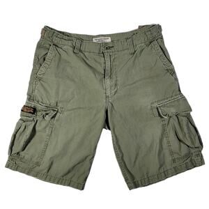 Vintage Polo Jeans Company Y2K Cargo Shorts 34 Olive Military Grunge Distressed
